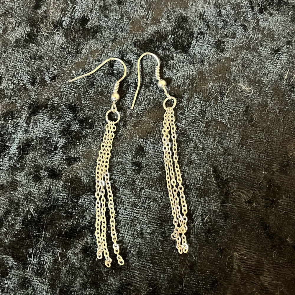 Simple Silver Chain Dangle Earrings